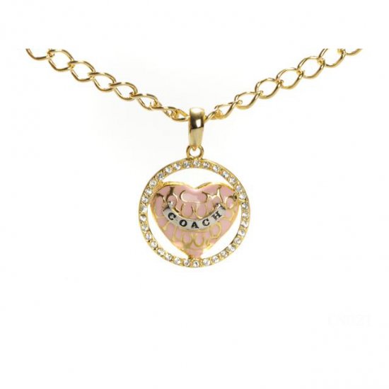 Coach Logo Heart Gold Necklaces CYM